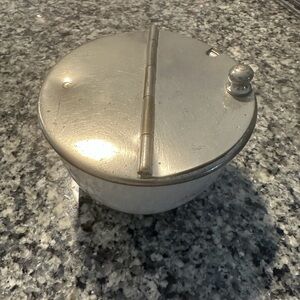 Antique Silver Metal Hinged Lid Container